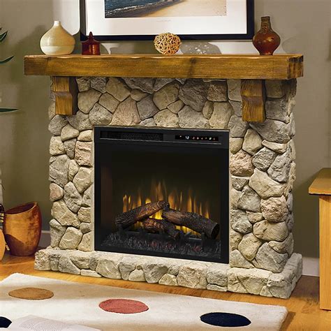 rustic electric fireplace mantel|fieldstone 54.63'' w electric fireplace.